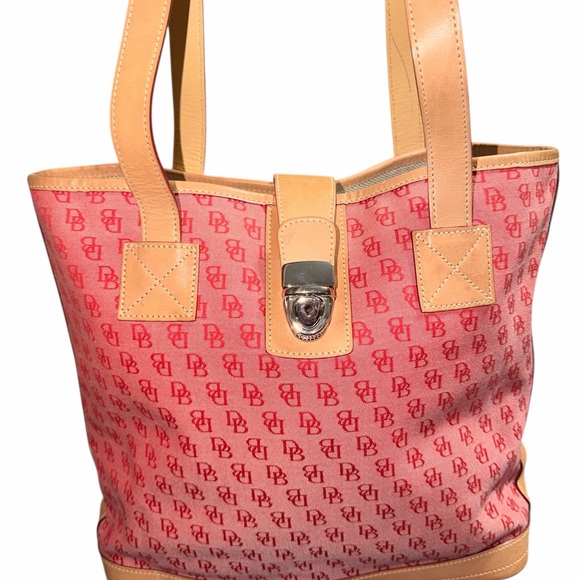 Dooney & Bourke Handbags - Dooney & Bourke Red and Tan Signature Tote